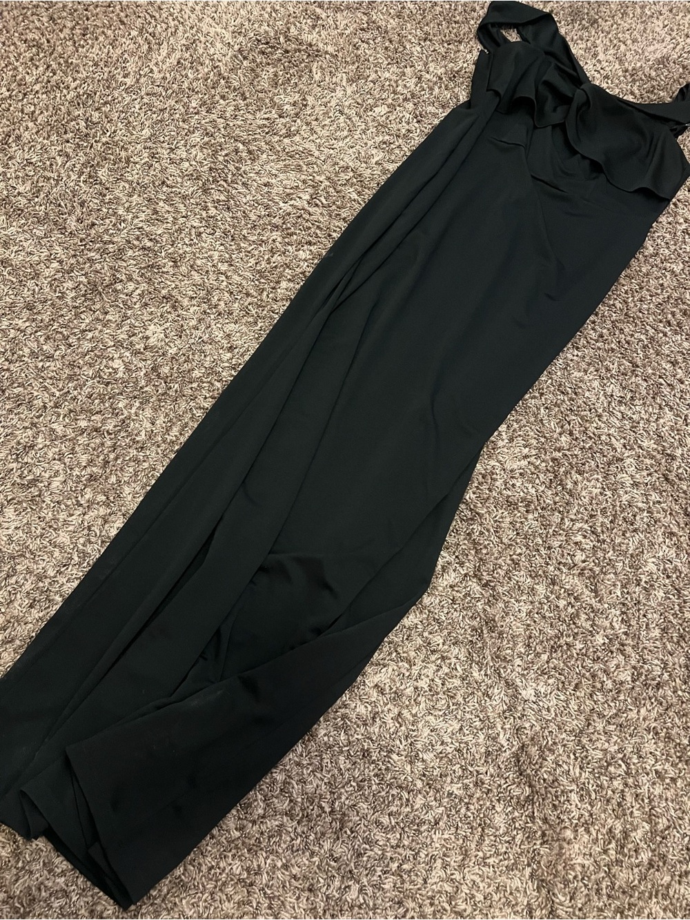 Symphony Black Ruffle Neck Wide-off shoulder gown